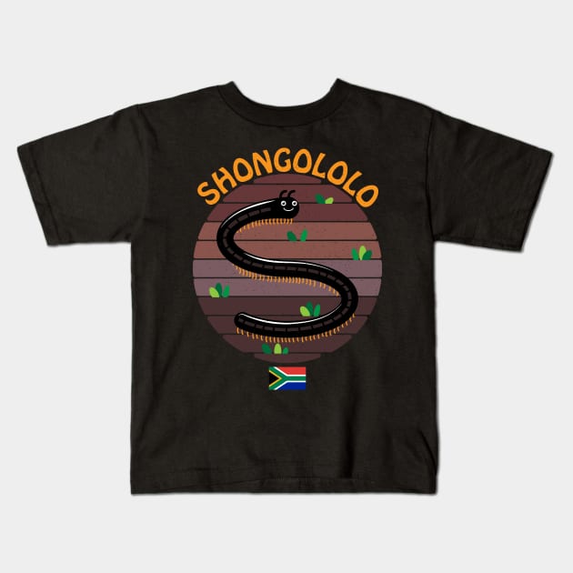 Shongololo | Cute & Friendly Giant Millipede Native Bug | South Africa Safari Kids T-Shirt by BraaiNinja